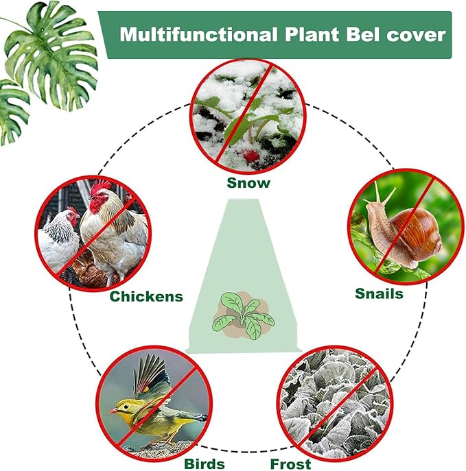 Fshow Garden Cloches,20 Pack Reusable Plant Bell Cover,Bell Jar Cloches for Protection Against Sun, Frost, Snails Etc. (Green)