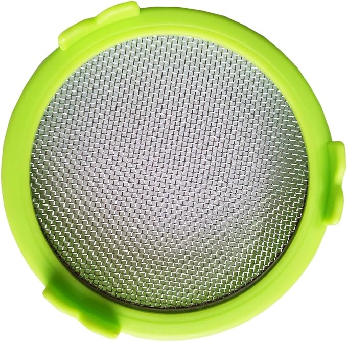 Green Mason Jar Sprouting Lid - Alfalfa & Mung Bean Sprouts, Stainless Steel Screen, Microgreens Growing Kit, Broccoli Seeds Canning, 3.94"L x 3.94"W