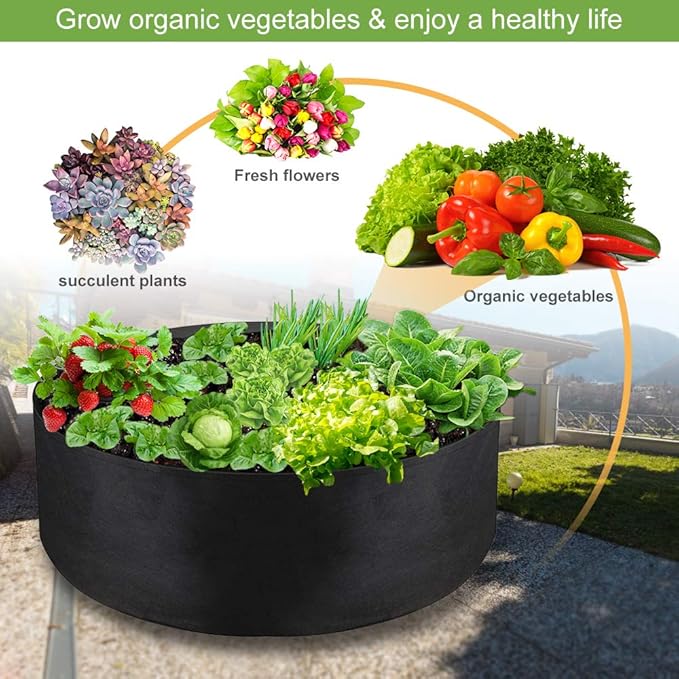 2-Pack 50 Gallon Grow Bag, Heavy Duty Thickened Fabric Pots Round Raised Garden Bed Planter for Planting Herb Flower Vegetable Potato Plants (36" D x 12" H)