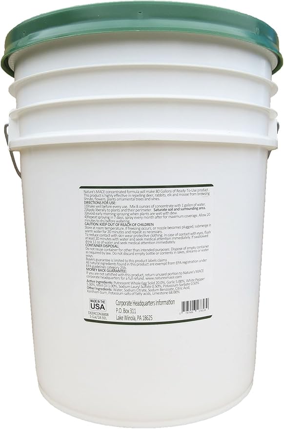 Nature’s MACE Deer and Rabbit Mace, Deer Repellent for Plants, Lawns, Flowers, Gardens, Deer Repellent Spray, Keep Deer Out, Deterrent, All-Season Protection, 5 Gallon Concentrate, Treats 10 Acres
