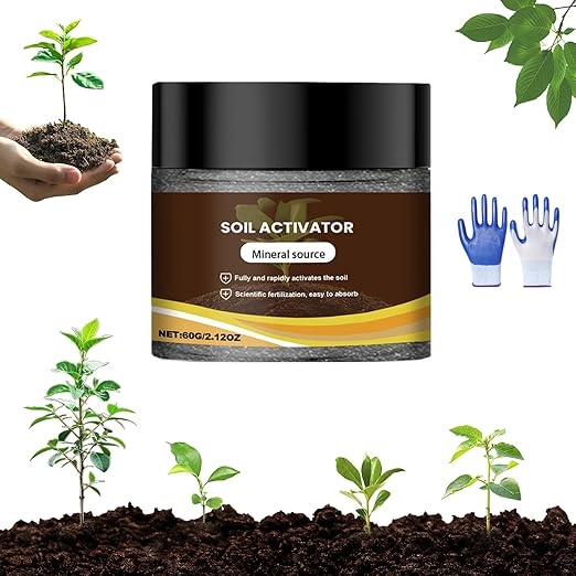 Soil Activated - Soil Activator for Plants, Organic Soils Activator & Plant Fertilizer for Raised Garden Beds, Potting Mix, and Seedling Compost Prevent Compaction, Promote Plant Rooting 60g (1)