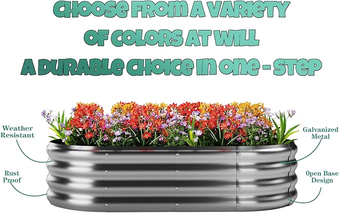 Galvanized Metal Planter Round Raised Garden Bed Kit for Gardening Outdoor Garden Box Raised Flower Bed 1PC Gold 8X2X1FT