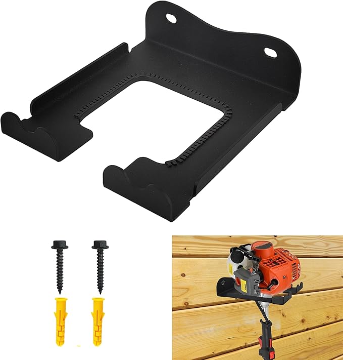 Ertuohg Garage Organizer Trimmer Rack, Heavy Duty Steel Weeder Eater Hanger, Wall Mounted Garden Tool Storage Rack, Black, 5.9 x 4.9 x 1.5 inches