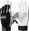 COOLJOB Sheep Skin Leather Garden Gloves with Abrasion Resistant Grip, Thorn Puncture Proof Work Gloves for Landscaping, M-XL