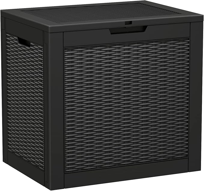 Greesum 5 Cu.ft Resin Storaged Shed Large Outdoor Storage for Patio Furniture, Garden Tools, Pool Supplies, Weatherproof and UV Resistant, Lockable, Black
