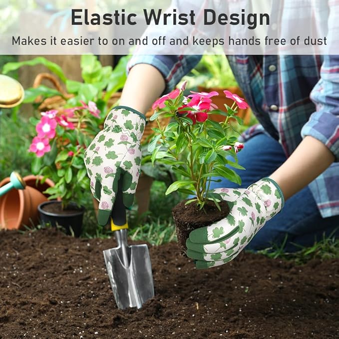 Ainiv Womens Gardening Gloves,Touchscreen Compatible Working Gloves for Weeding,Leather Garden Glove for Women Thorn Proof