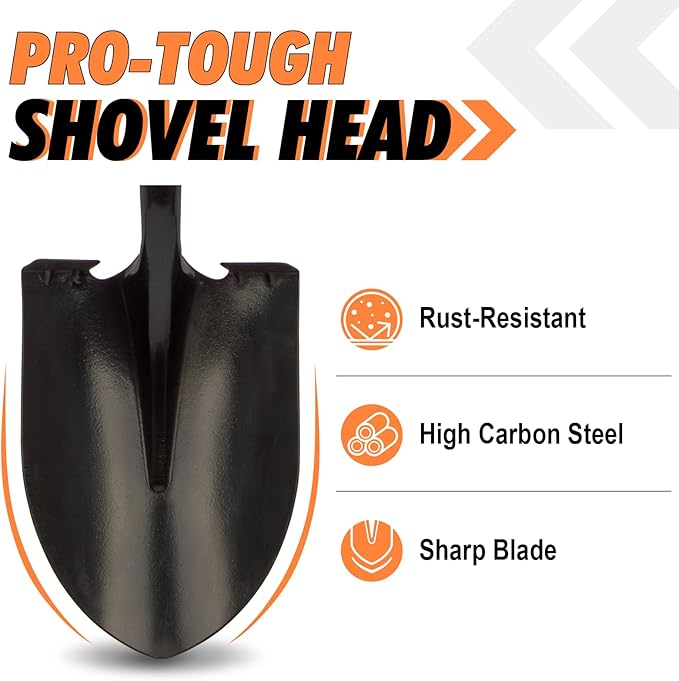 Shovel for Digging Heavy Duty Metal Shovel with Fiberglass Handle, 56 Inches