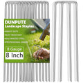 Heavy Duty 8 Inch Galvanized Landscape Staples Stakes, DUNPUTE 50 Pack 8 Gauge Garden Metal Stakes, Ideal for Weed Barrier Stakes, Drip Irrigation Tubing, Landscape Fabric, Lawn and Ground Securing