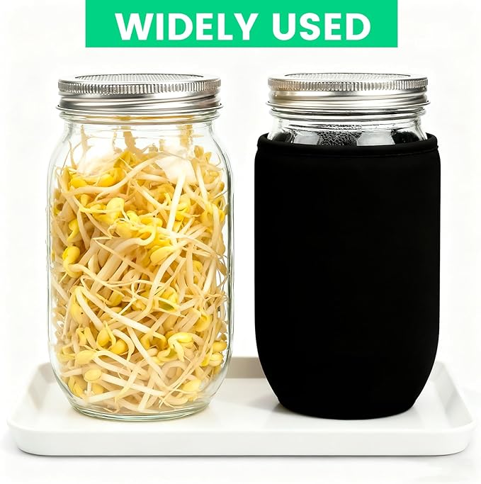 Sprouting Mason Jar Cover,4pcs Blackout Sleeves Jar Grow Cover Hydroponic Container Sheath, for Home Gardening and Seed Germination,Black