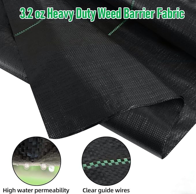 3FT x 300FT Weed Barrier Landscape Fabric, 3.2oz Premium Heavy Duty Garden Cloth, Ground Cover for Gardening, Farming