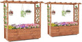 Giantex Raised Garden Bed with Sided Trellis & Roof Set 2, 31”x16”x41” Wood Elevated Planter Box, Freestanding Garden Planter Raised Bed for Flowers Herbs Climbing Vines,Brown