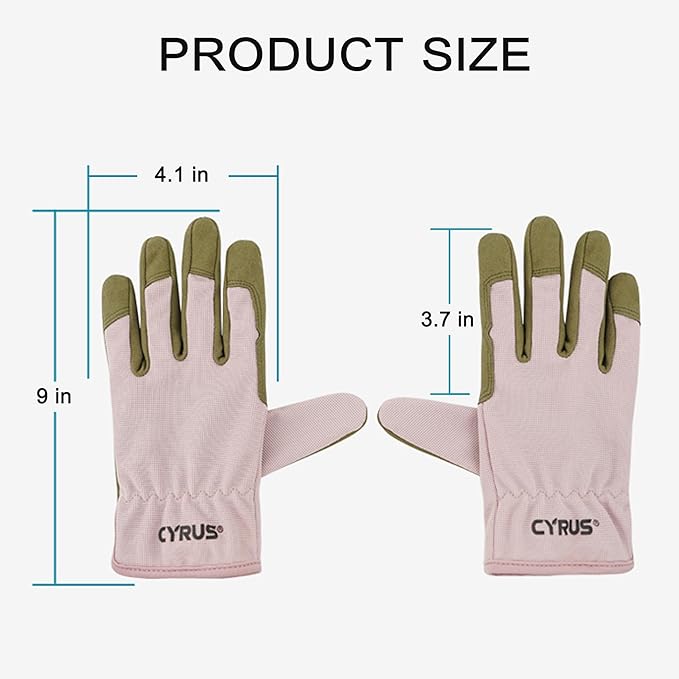 CYRUS Gardening Gloves – Breathable Puncture-Resistant Work Gloves for Men & Women, Multi-Scene Use for Gardening, DIY, Construction & Outdoor Tasks (Pink)