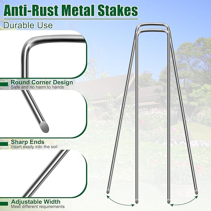OUPSAUI 10 Inch Galvanized Landscape Staples Stakes, 12/25/50/100/200pcs Garden Metal Stakes for Weed Barrier Fabric, Fence Stakes, Tent Stakes, Christmas Decorations (12pcs)