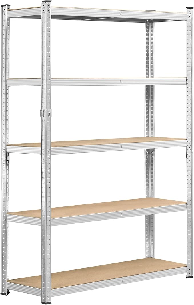 Yaheetech Storage Shelves, 5 Tier Heavy Duty Adjustable Metal Shelving Unit, Industrial Utility Rack for Garage Warehouse Pantry Closet (35.5 W× 12 D × 71 H Inches, Silver)