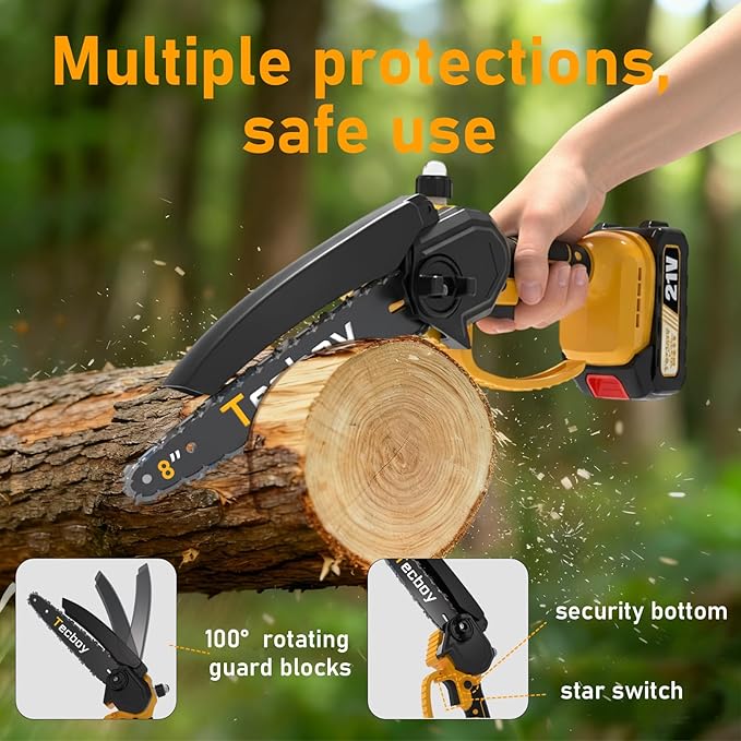 8 Inch Mini Electric Chainsaw Cordless, 6 Inch Portable Chain Saw for Makita 18V Battery Powered Saws Small HandHeld Saw with 2 Batteries and Chains Yard Tool Tree Trimming Wood Cutting Gifts Men Dad