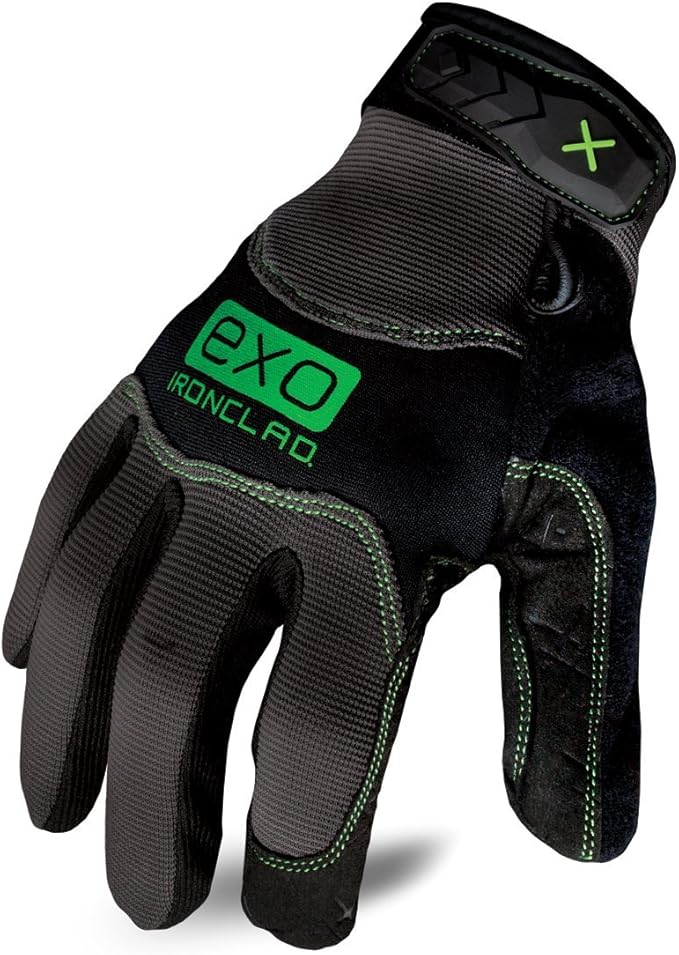 Ironclad EXO Pro Water Resistant; Work Gloves, (1 Pair), EXO2-MWR-02-S, Black / Gray