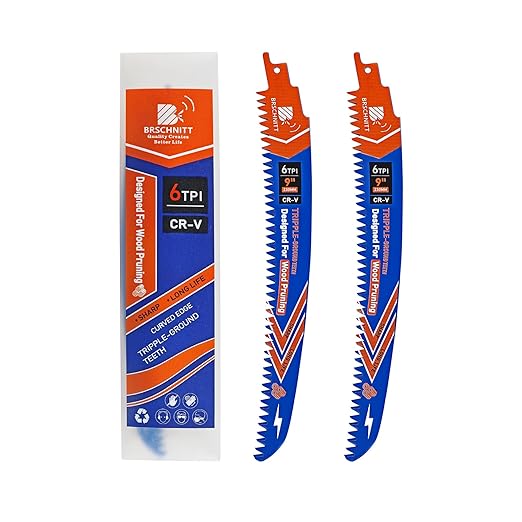 Japanese Teeth Reciprocating Saw Blades 9" 2PCS - Curved Edge Wood Pruning Saw Blades 6TPI for Tree Trimming,Wood Cutting,Cr-V Sabre Saw Pruning Blade