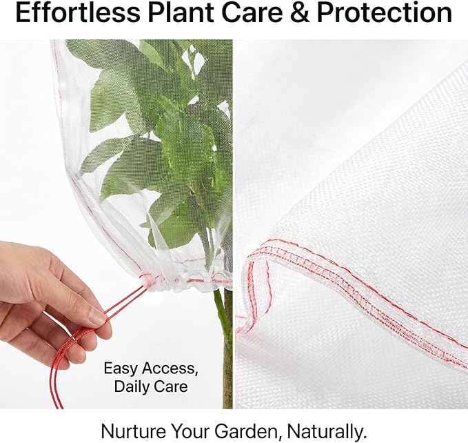 Sukh Bird Netting for Garden Protection – 3 Pack 2.3 x 3.3 FT Blueberry Bush Netting Covers with Drawstring Pest Barrier Plant Net for Fruit Trees, Tomato, Strawberry from Birds, Chicken & Cicadas