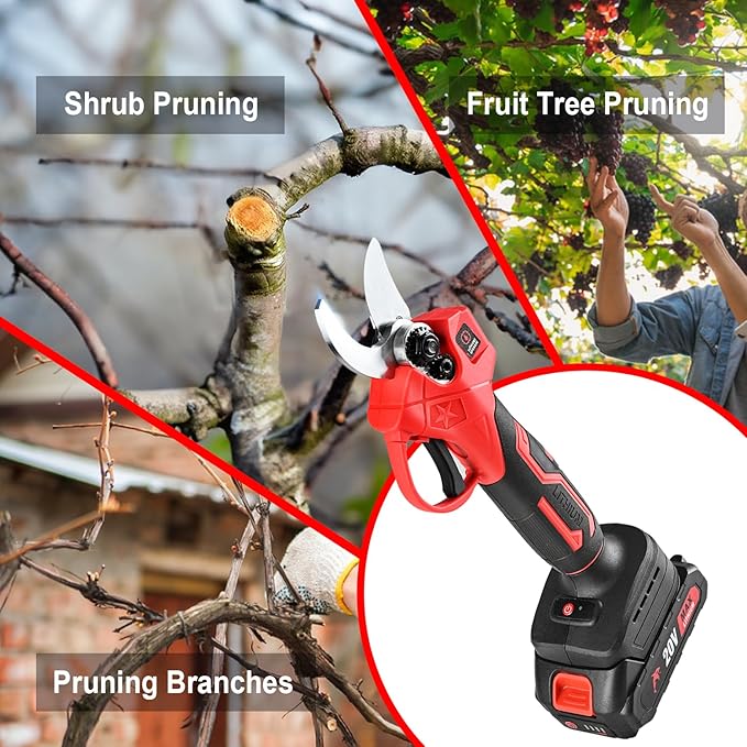 Electric Pruning Shears, 25mm 1" Cutting Diameter Cordless Power Pruner for Gardening with 2.0Ah Battery, Tree Pruner Branch Cutter