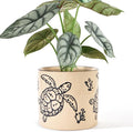 5 Inch Ceramic Plant Pots with Drainage Holes, Small Round Flower Pots for Indoor Plant, Unique Animal Flower Planters (Sea Turtle)