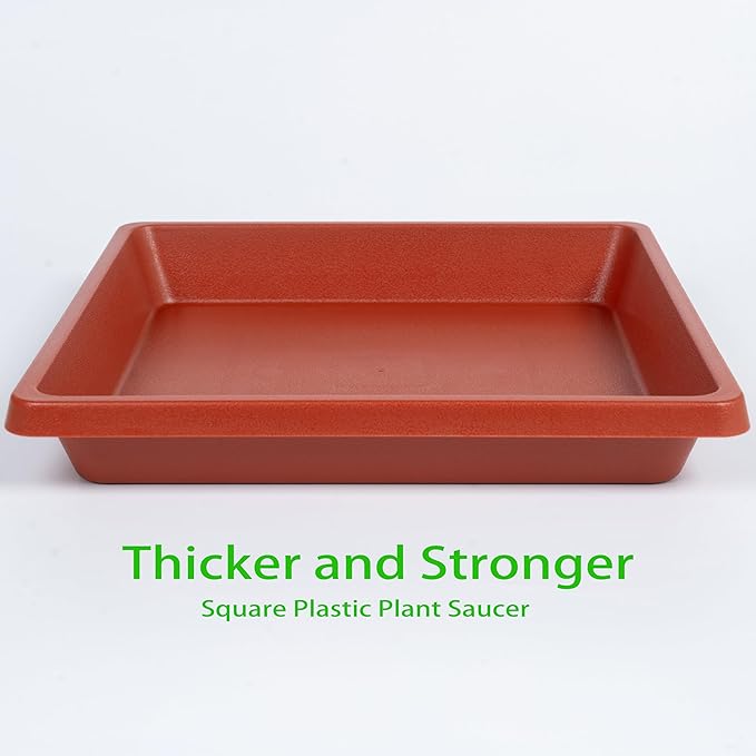 Square Plant Saucer 10 Inch 4 Pack, Plant Drip Trays and Flower Pot Saucers，Doubles Plant Water Catcher Tray, Plant Trays for Indoors No Holes, Plant Drainage Tray Saucers for Potted Plants