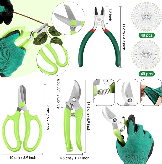 207 Pcs Flower Arrangement Supplies Florist Garden Tool Gift Kit for Women Mother's Day Include Green Tool Bag Thorn Remover Rose Stripper Outdoor Hand Tools Stem Pruning Shear Gloves Stem Wire Etc