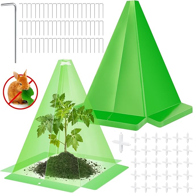 30 Packs 12"x 8" Garden Cloches for Plants,Plant Protectors from Animals,Plant Cages for Outdoor Plants,Plant Covers from Animals,Chicken Wire Cloche with Stakes for Protect Plants,Seedling,Vegetables