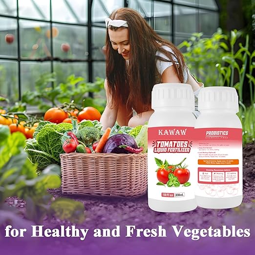 Organic Tomato Fertilizer Liquid, Microbial Probiotic Plant Nutrient for Tomatoes & Vegetables, 300ML Concentrated Formula, Improves Leaf Greenness, Root Development & Healthy Growth