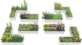A ANLEOLIFE 8-Piece 18 Inch Tall Antique White Raised Garden Beds Kit, L-Shaped & Rectangular Metal Planters – Ideal for Backyard Vegetables Flowers Herbs