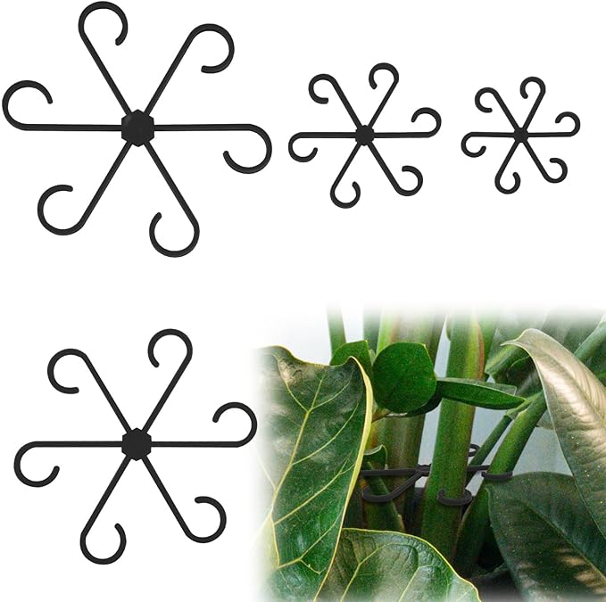 4pcs Plant Stem Support, Climbing Houseplant Leaf Support Ring Plant Climbers Stem Holders Plants Climbing Rack Plant Flower Gardening Growth Cultivation Accessories Tools(Black)