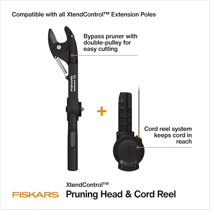 Fiskars XtendControl Pruning Head and Cord Reel with Linear Double-Pulley System, Quick-Adjust Pull-Cord Handle, Compatible with XtendControl Extension Poles (Pole Not Included)
