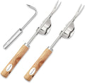 2 Pack Garden Weeding Tools, Stainless Steel V-Shaped Weed Puller & Root Hook Weeder, Heavy Duty Hand Weeder with Ergonomic Wooden Handle for Dandelion, Root Removal, Lawn and Garden