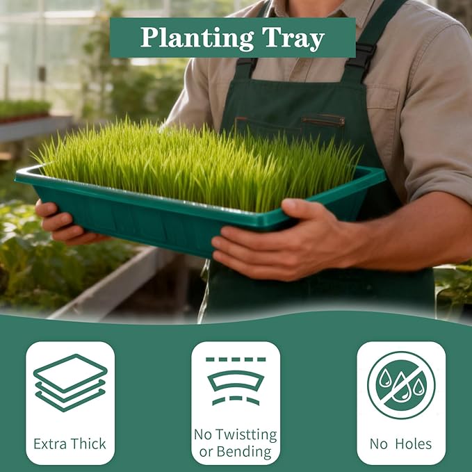 5 Pack 1017 Plant Growing Trays Seed Starting Trays Plant Tray Microgreens Growing Trays Plastic Trays for Plants, No Holes