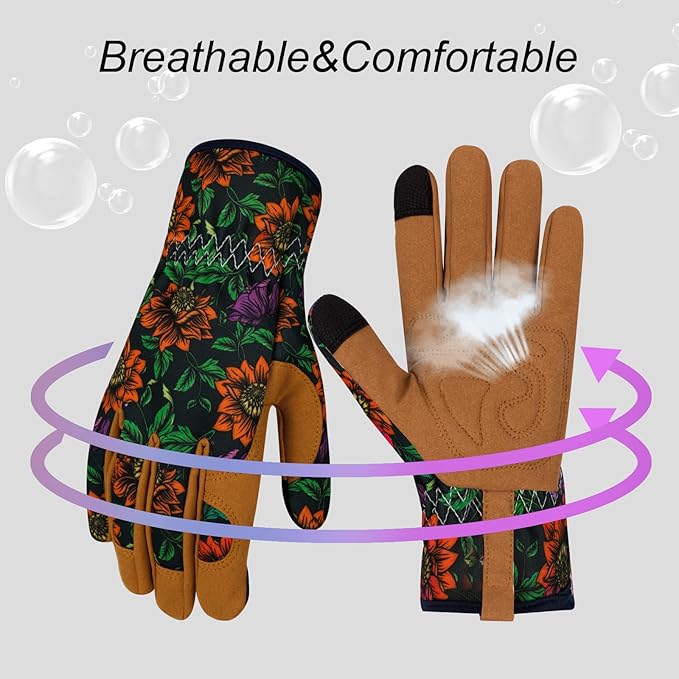 Leather Gardening Gloves for Women Thorn Proof Garden Gloves Touch Screen Working Gloves Gifts