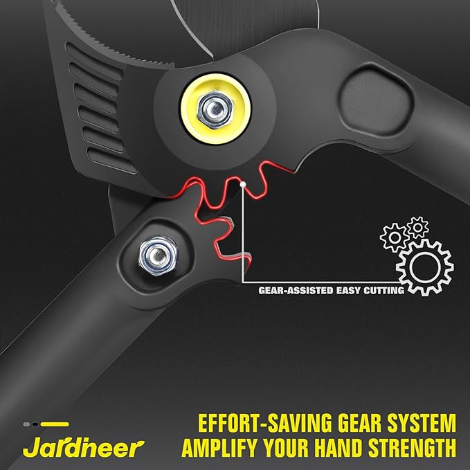 Jardineer 16.5" Garden Loppers for Tree Trimming with Gear Assist, Lightweight Hand Loppers with Steel Blade and Anti-Slip Handles, Cuts up to 1.25" Branches, Garden Shears for Seniors, Women, Men