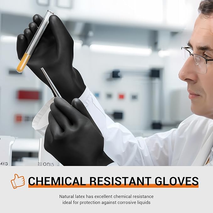 ThxToms Chemical Resistant Gloves,Heavy Duty Long Rubber Gloves,Puncture Resistant, Resist Acid,Oil,Alkali, Waterproof for Industrial Cleaning, Gardening, 18", 1 Pair