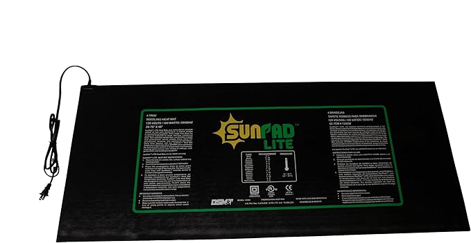 SUNPACK SunPad Lite 100W Seedling Heating Mat, Black, 48" x 20.75" - Made for Propagating Seedlings and Cuttings, Ideal for Greenhouses and Indoor Gardening
