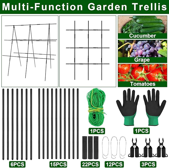 48 x 48 Inch Garden Cucumber Trellis Vegetable Arch Trellis Green Bean Pea Grape Tomato Squash Trellises for Raised Bed Climbing Plants Outdoor