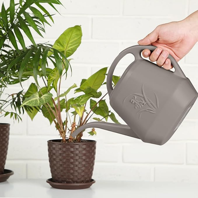 Rehab & Recovery Plastic Watering Can - for Indoor and Outdoor Plant - 1/2 Gallon - Coffee Color