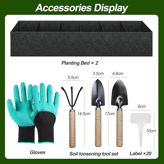 2PCS 12x2x1ft Fabric Raised Garden Bed Outdoor Patio 6 Grids Raised Planter Box Fabric Planters Grow Bags Rectangle Cloth Pots Potato Tomato Strawberry Garden Bed for Growing Vegetables Flower Herb