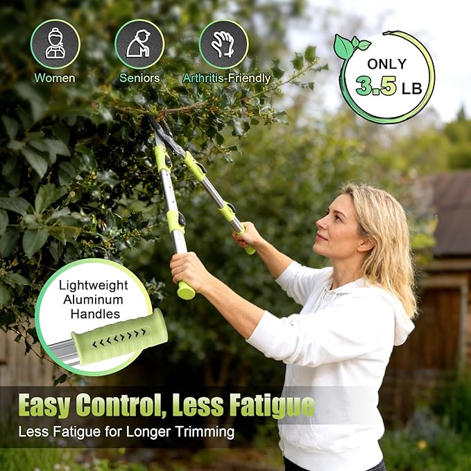 Heavy Duty Hand Loppers Pruning Shears for Gardening,25"-44" Extendable Branch Cutter for Tree Limb Trimming, Lightweight Anvil Lopping Shears for up to 2” Thick Branches Cutters (Green)