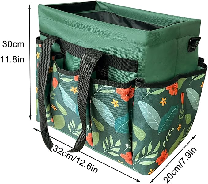 Standable Garden Tool Bag, Oxford Garden Tote Storage Bag, Portable Garden Tool Organizer Bag with Adjustable Shoulder Strap