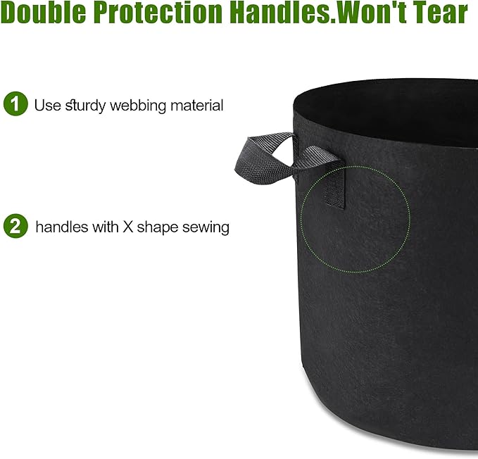 12-Pack 10 Gallon Plant Grow Bags, Heavy Duty Aeration Fabric Pots with Handles for Garden and Planting