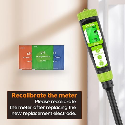YINMIK Soil pH Probe for YK-S01, YK-S01P, Black pH Replacement Electrode, Original YINMIK Soil Tester Electrode