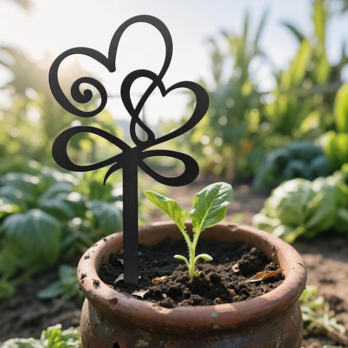CUTHOLLOW Metal Plant Marker Stake Loving Heart for Outdoor Indoor, Waterproof 11.8 inch Cute Garden Plant Labels Sign Tag for Herb, Farmhouse Greenhouse Decor - Funny Gardening Gifts