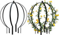 2 PCS Metal Garden Round Trellis for Climbing Plants, Large Black Powder Coated Obelisk for Roses, Vines, Flowers, Patio Doorway Garden Decor Indoor Outdoor, Easy Assembly (25.2" x 21.3")