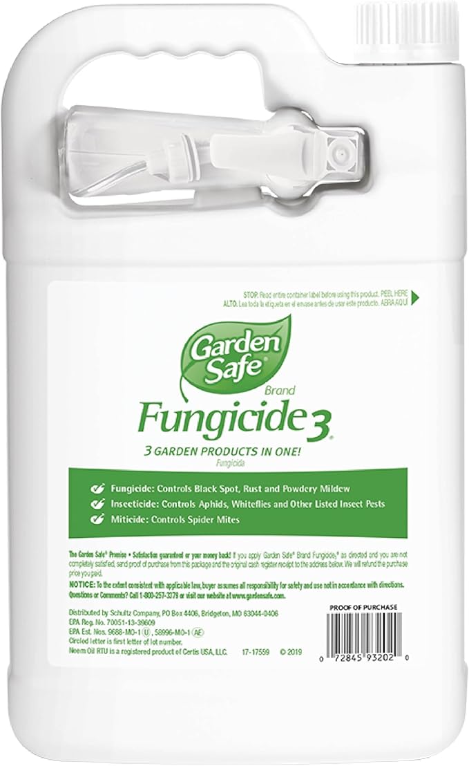 Garden Safe Fungicide, 1 Gallon, With Neem Oil Extract To Control Black Spot, Rust, Powdery Mildew, Aphids, Spider Mites, Whiteflies, Mites On Flowers, Houseplants, Fruits And Vegetables, 4 Pack