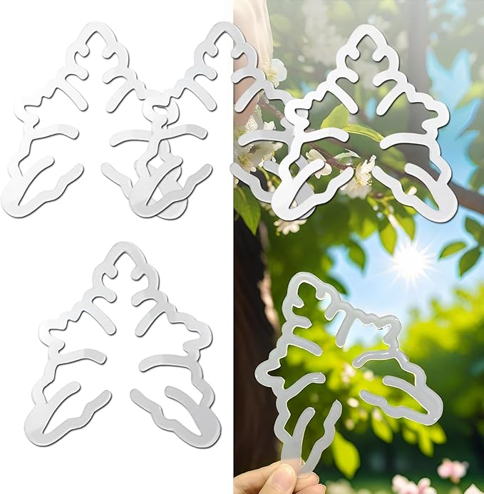 4PACKS Unique & Aesthetic Monstera Leaf Shape Grapple Plant Support, Grappler Rings, Plant Support Monstera with Ties, Keeps Plants Tame & Growing Vertical (Transparent)