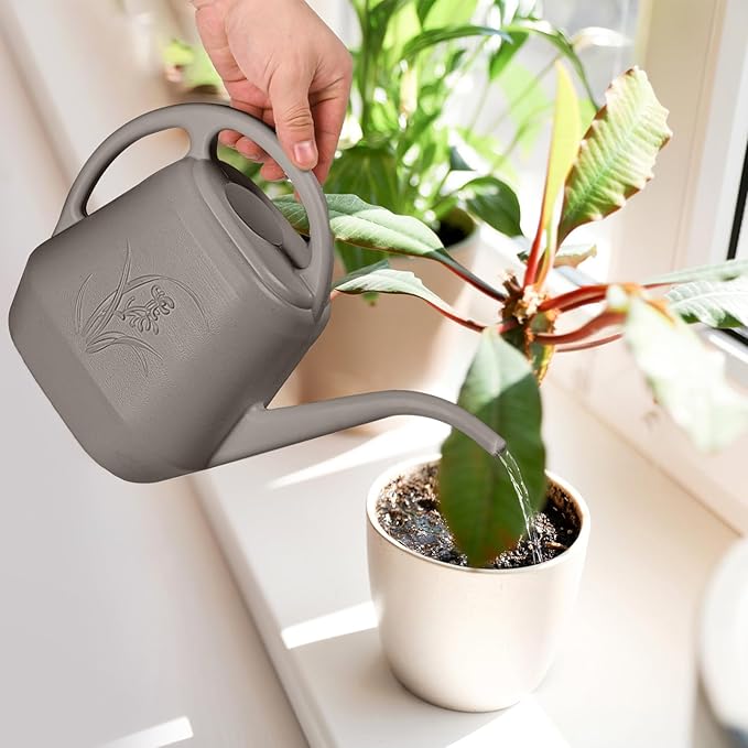 Rehab & Recovery Plastic Watering Can - for Indoor and Outdoor Plant - 1/2 Gallon - Coffee Color