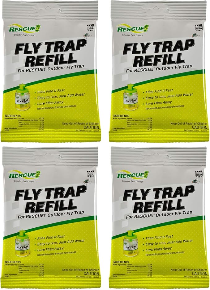 RESCUE! Reusable Fly Trap Refill – Outdoor Use - 4 Pack